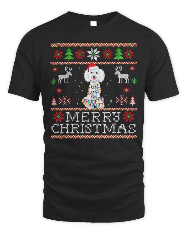 Poodles Santa Hat Dog Christmas Tree Lights Holiday Santa 86 Poodle dog