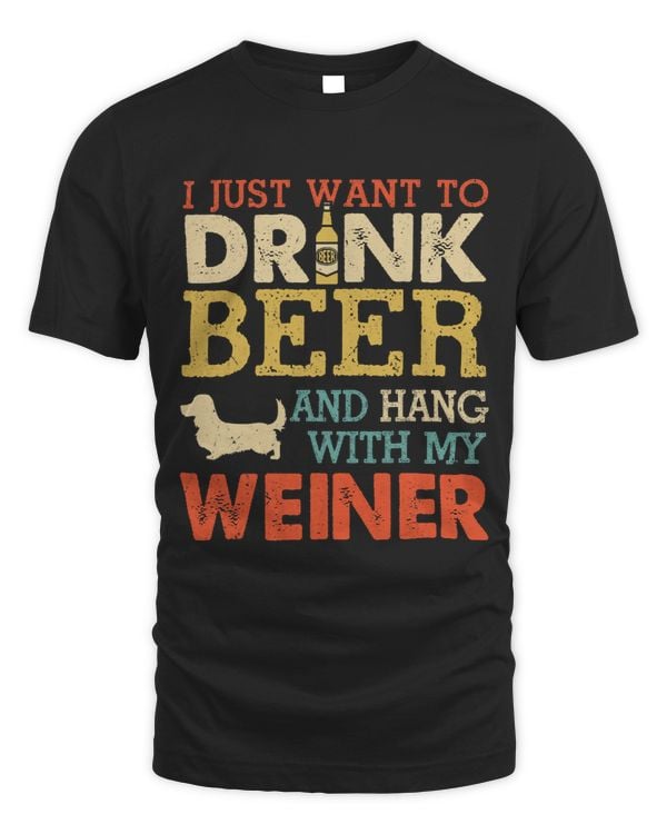Wiener Weiner Dachshund Dad Drink Beer Hang With Dog Funny Vintage 268 Dachshund Doxie