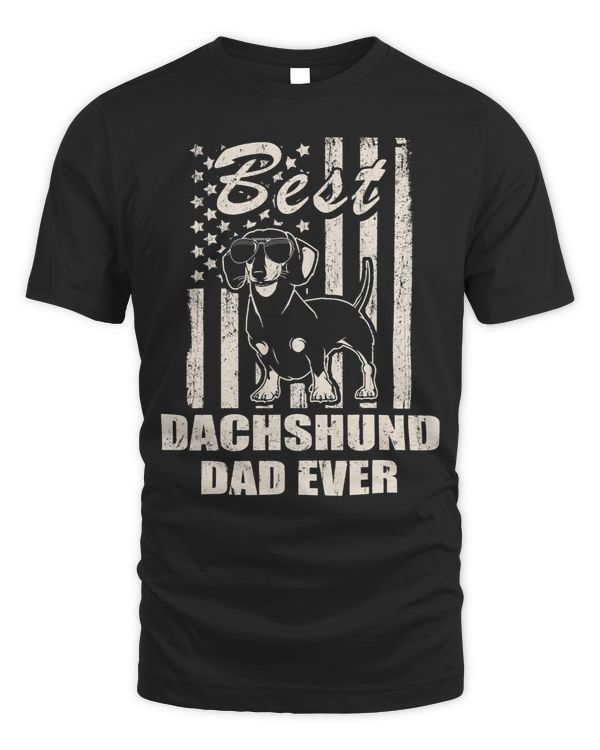 Wiener Best Dachshund Dad Ever Vintage Retro flag Dog Dad 73 Dachshund Doxie