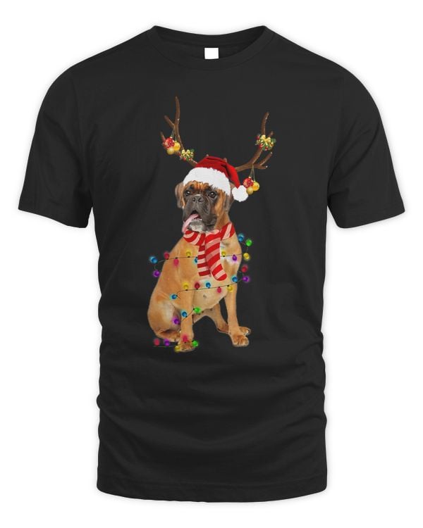 Boxer Reindeer Christmas Lights Funny Xmas Boxer Lover 137 paw Boxers Dog