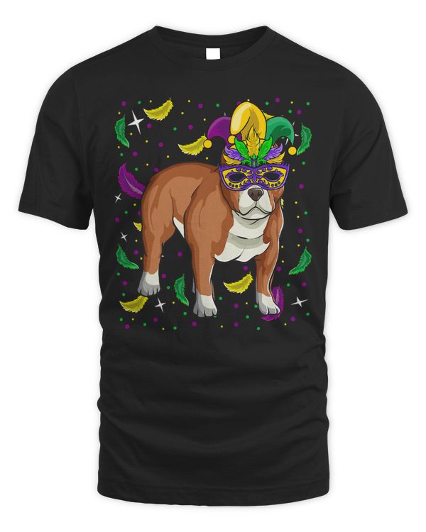 Bully Lover Dog Funny Mardi Gras Pitbull Dog With Parade Mask 202 Pitbull Dog