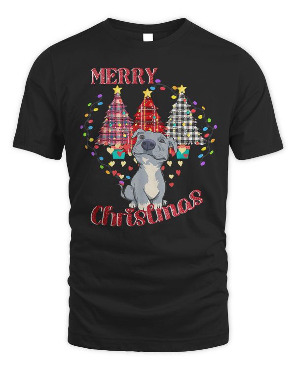 Bully Adopt Funny Merry Christmas Tree Lights Xmas Lover 365 Pitbull Dog