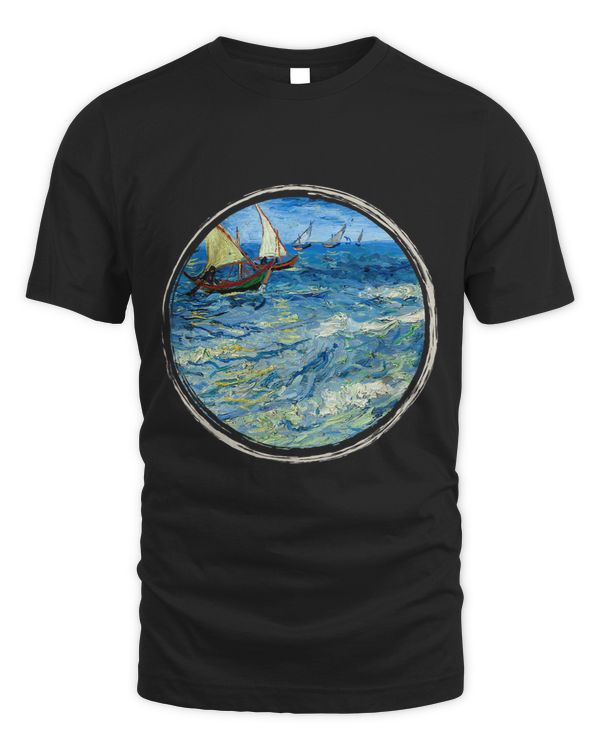 Famous Art Seascape at SaintesMaries by Vincent van Gogh 4