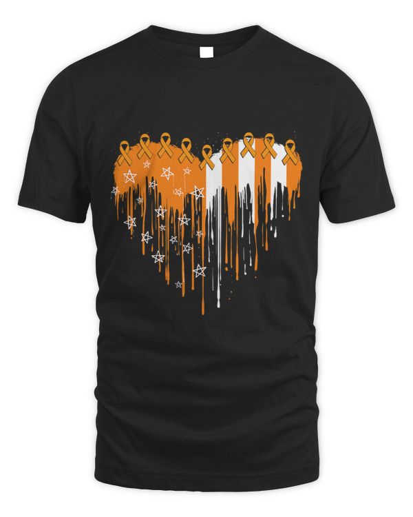 MS USA Flag Multiple Sclerosis Awareness Orange Ribbon Fight