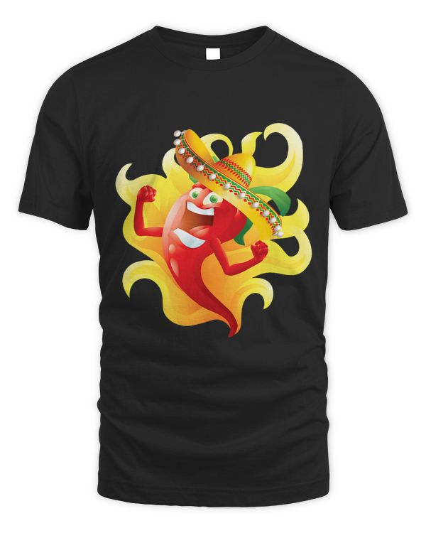 Chili Pepper On Fire Funny Hot Food Burning Gift