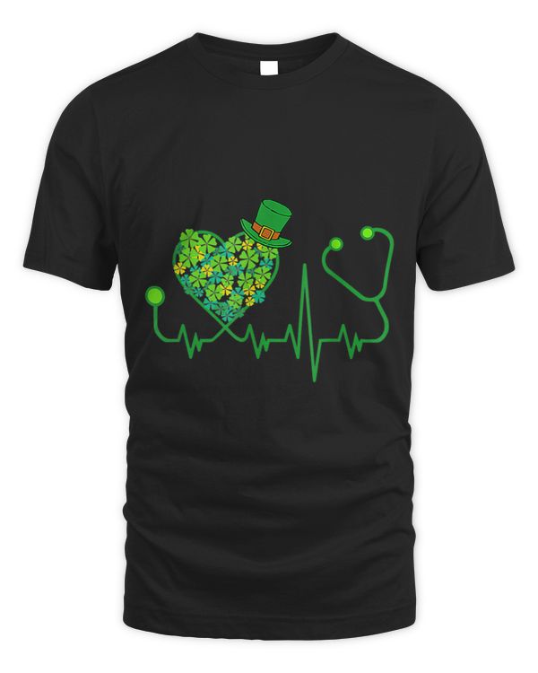 Nurse St Patricks Day Stethoscope Heartbeat Clover