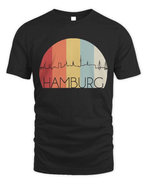 Hamburg T- Shirt Hamburg Skyline Retro T- Shirt