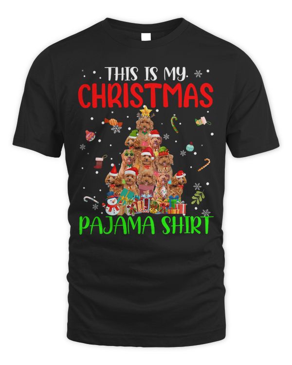 Poodles This Is My Christmas Pajama Xmas Tree Lights Poodle Dog 105 Poodle dog