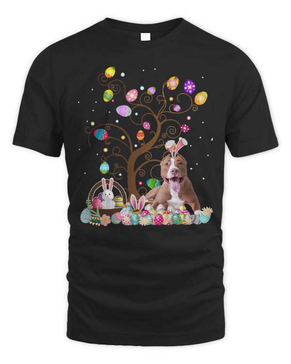 Bully Lover Dog Easter Day Funny Pit bull Bunny Ears and Eggs Pitbull Dog