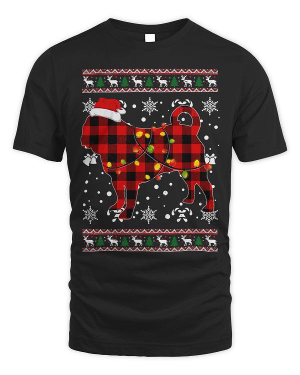 Pug Lover Christmas for Pug Lover Santa Buffalo Plaid 204 Pugs Dog