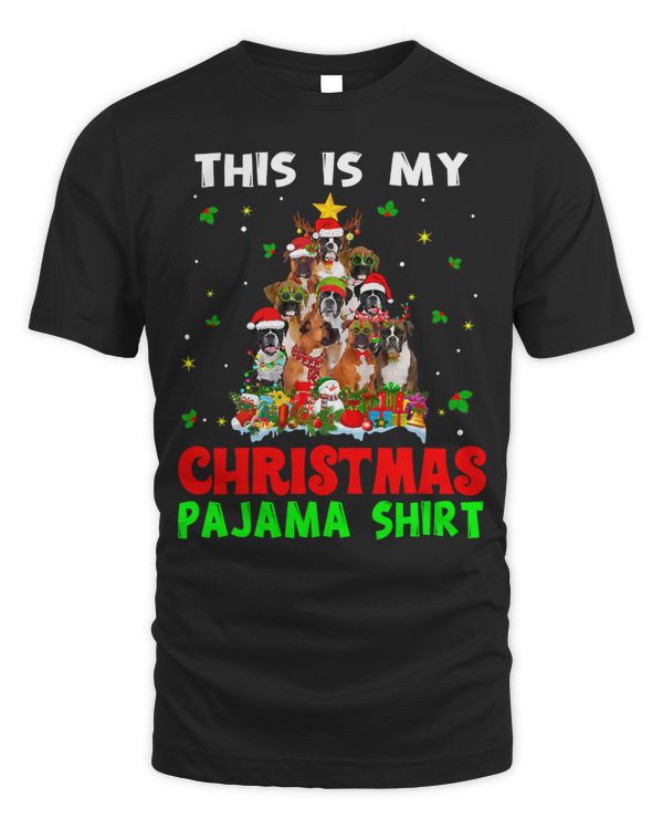 Boxer This Is My Christmas Pajama Boxer Xmas Tree Lights 305 Boxers Dog