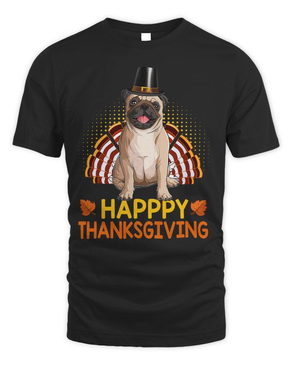 Pug Lover Happy Thanksgiving Funny Pilgrim Turkey 142 Pugs Dog