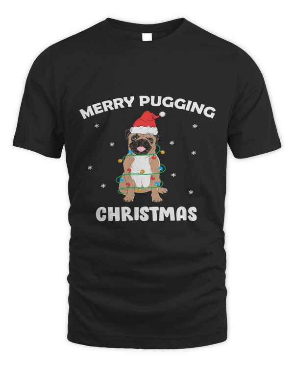 Pug Lover Merry Pugging Christmas Funny Santa Hat Xmas Lights 188 Pugs Dog