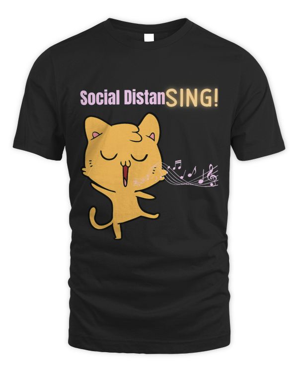 Social Distancing Singing Cat Singer Music Lover Notes Funny