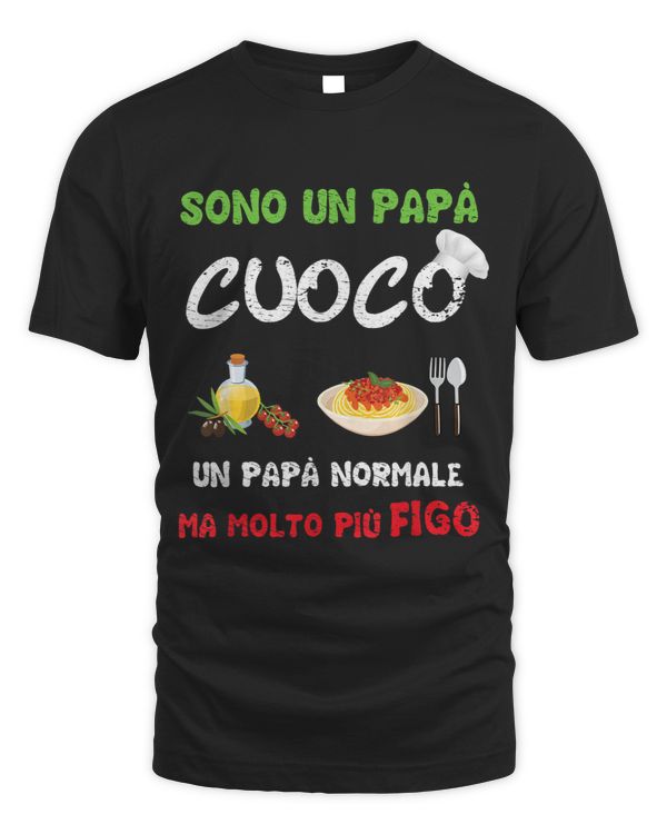 Mens Chef dad loves to cook pasta at father pizzeria restaurant