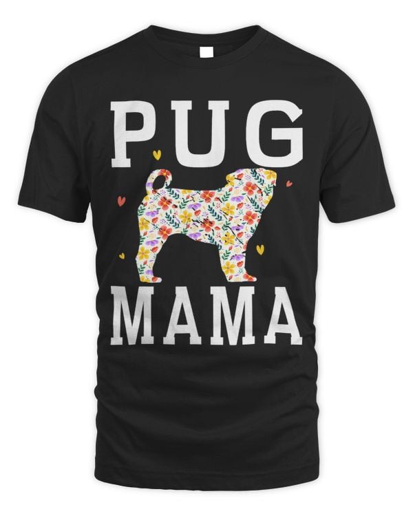 Pug Lover Mama Floral Pug Mom Dog Lover 3 Pugs Dog