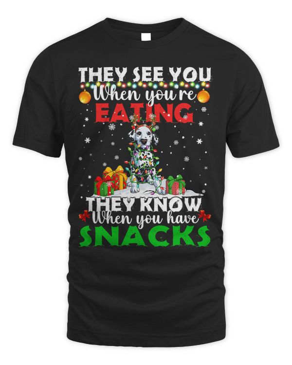 Dalmatian They See You Eating Christmas Reindeer Santa Dalmatian 491 Dog Lover Dalmatians Dog