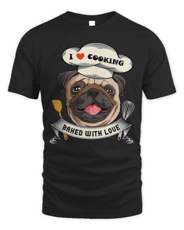 Pug Lover with Chefs Hat Baken mit Liebe Dog Kitchen 29 Pugs Dog