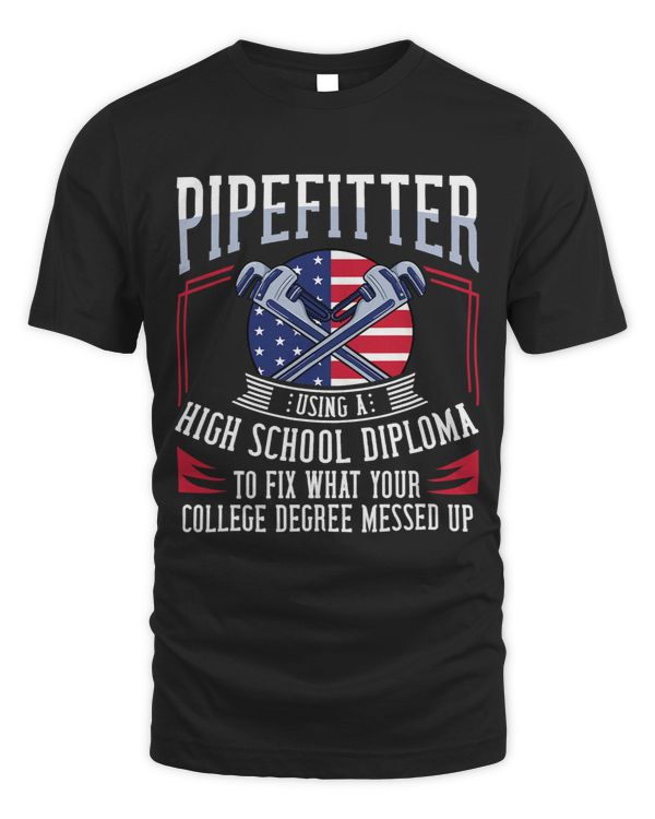 Pipefitter Steamfitter Gift Plumber USA American Flag