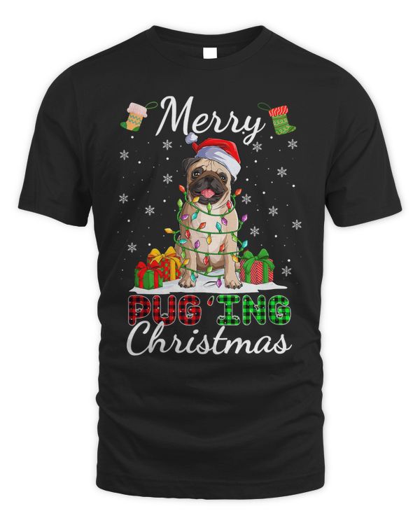 Pug Lover Merry Pugging Christmas Dog Santa Pug Plaid Xmas Boys Pugmas 234 Pugs Dog
