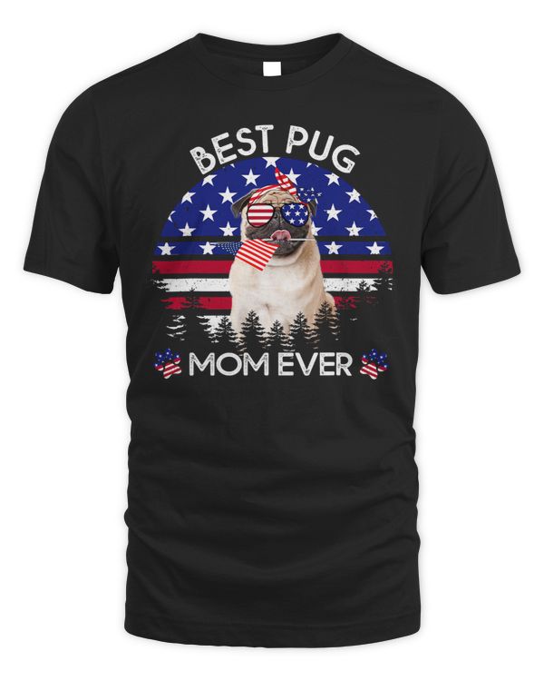 Pug Lover Best Pug Mom Ever Vintage American Flag 4th Of July Mens 144 Pugs Dog