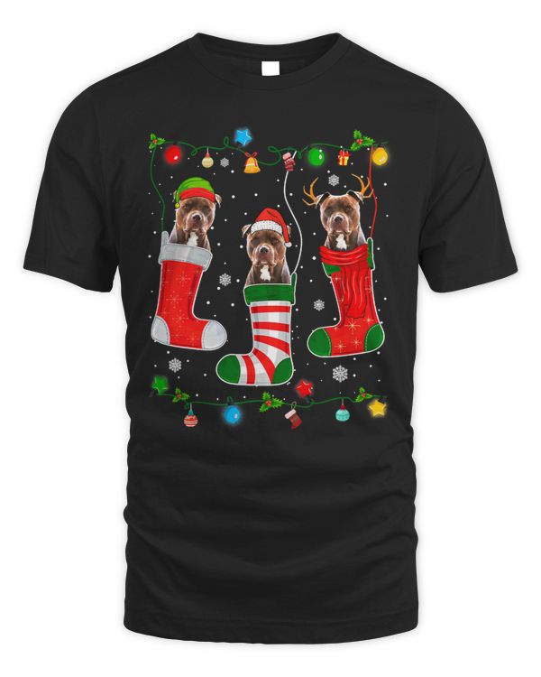 Bully Dog Christmas Pajama Lights Pitbull Dog Puppy Lover 237 Pitbull Dog