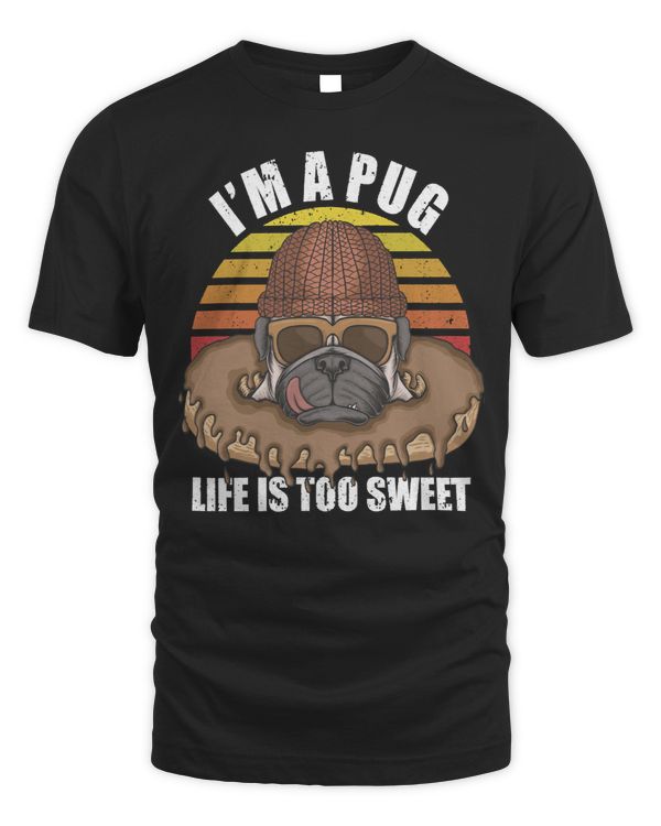 Pug Lover Vintage Pug Donut Bakery Tasty and Sweet Dessert Pugs Dog