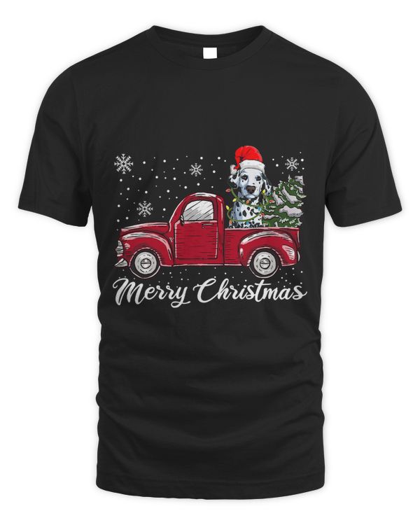 Dalmatian Merry Christmas Dalmatian Shirt Xmas Holiday Doggy Truck Dalmatians Dog