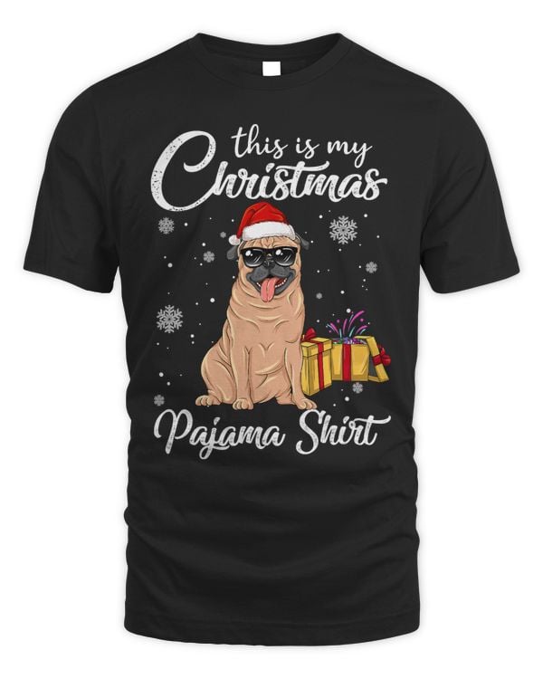 Pug Lover Cute Pug Puppy Wearing Christmas Hat Holiday 268 Pugs Dog
