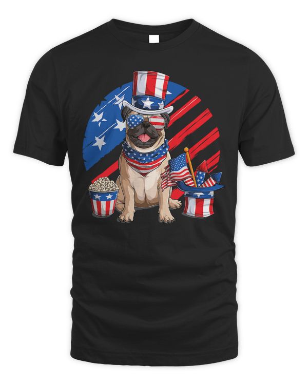 Pug Lover 4th of July American Sunglasses Dog Puppy USA Pug Dad 58 Pugs Dog