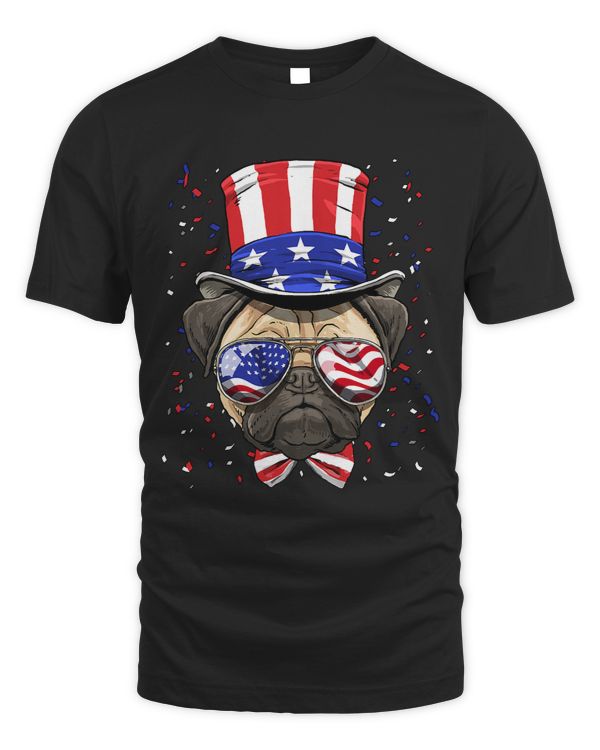 Pug Lover 4th of July Patriotic Pug American USA Flag Dog Pug Lover 244 Pugs Dog