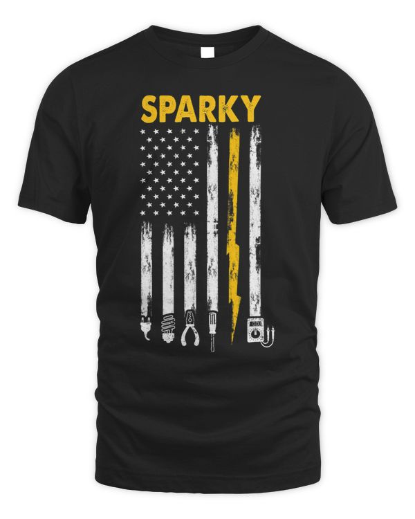 Mens Electrician US Flag Sparky Tools