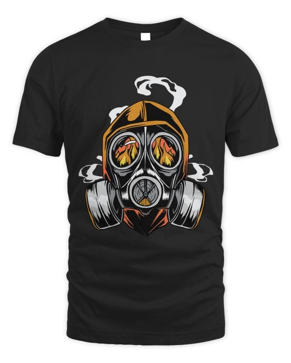Firefighter and prepper design featuring a gas mask and fire