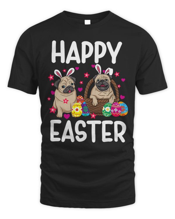 Pug Lover Happy EasterPug Puppy Dog Easter Eggs Rabbit Ears 155 Pugs Dog
