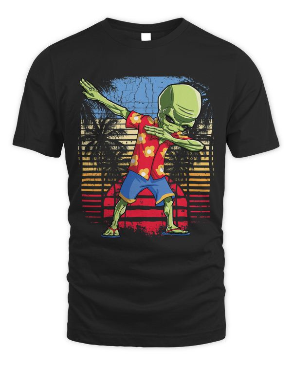 Dabbing Alien Hawaiian Funny UFO Hawaii Beach Surf Summer