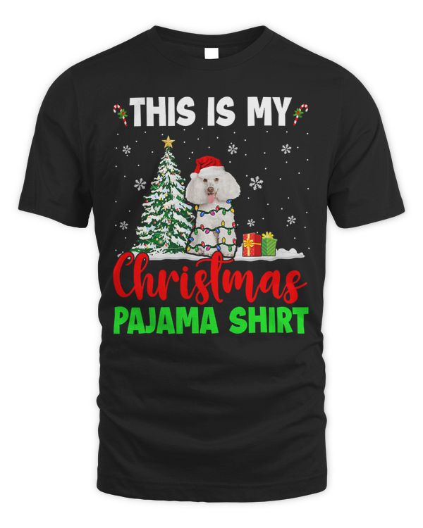 Poodles This Is My Christmas Pajama Xmas Light Santa Poodle 135 Poodle dog
