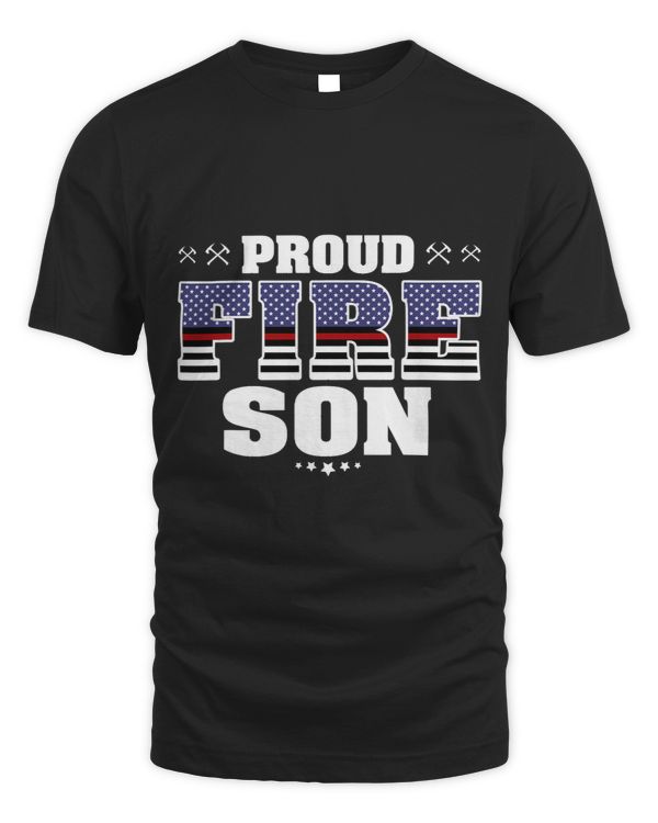Proud Fire Son Thin Red Line US Flag Firefighter Family