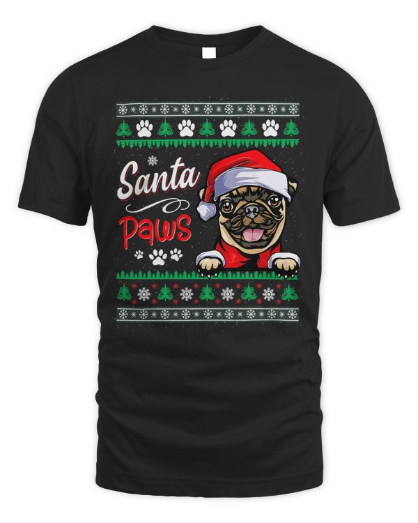Pug Lover Santa Paws Christmas Dog Pug Ugly Christmas Sweater 403 Pugs Dog