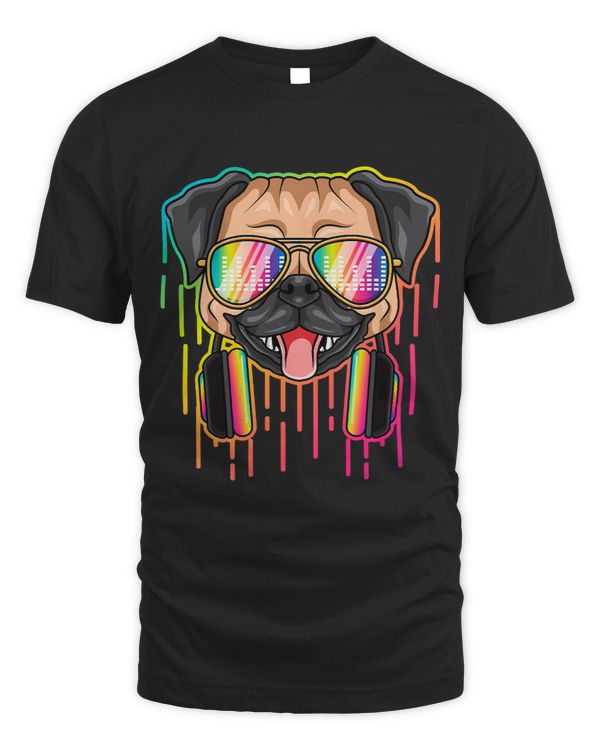 Pug Lover Music Pug Dj With Headphones Musical Dog Lovers 373 Pugs Dog