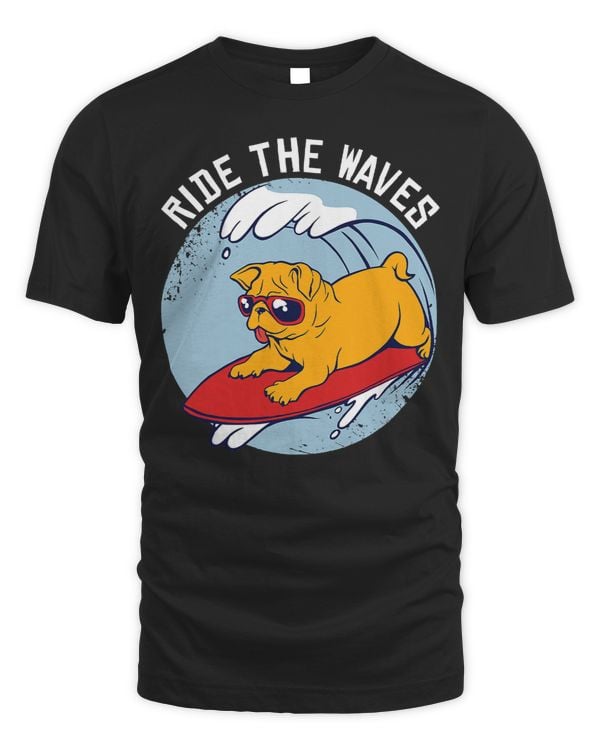 Pug Lover Funny Pug Surfing Ride The Waves Surfer Pug 200 Pugs Dog