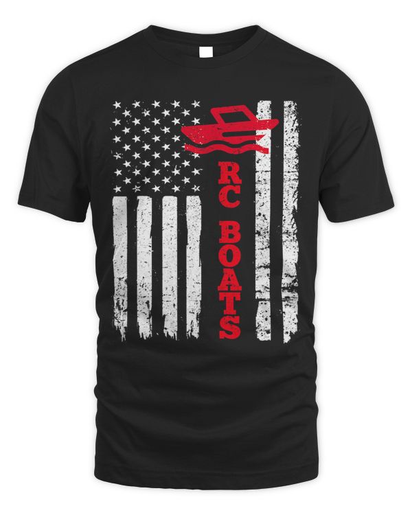 RC Boats Shirt USA American Flag Boat Remote Model