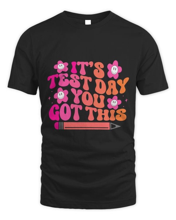 It's Test Day You Got This Teacher Retro Groovy Testing Day T-Shirt (2)