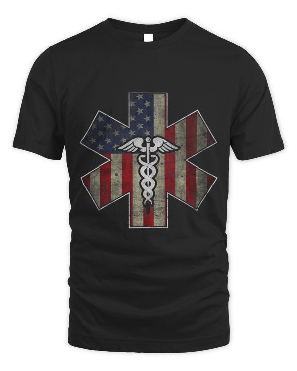 Mens 4th of July Paramedic EMS EMT USA American Flag