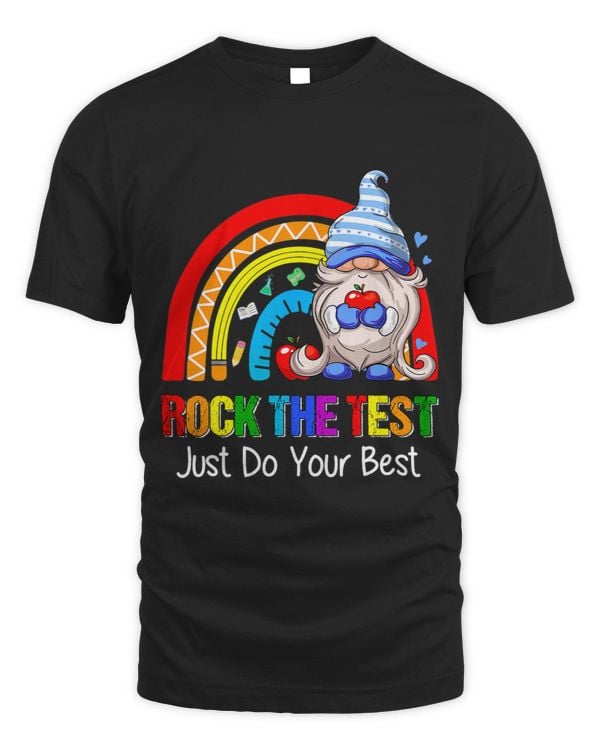 Rock The Test Funny Teacher Testing Day Rainbow Gnomes 2