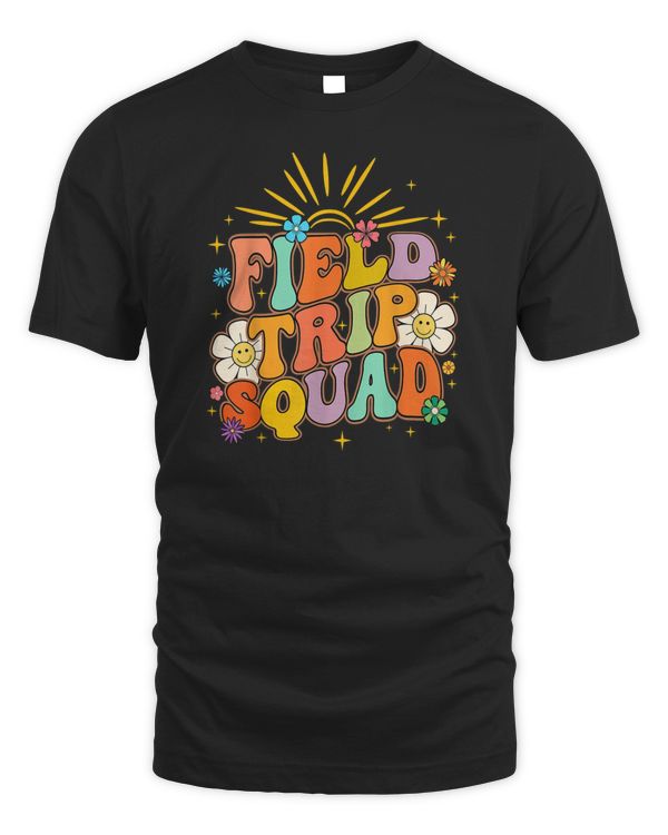 Smile Face Field Trip Squad Retro Groovy Field Day 23 Hippie