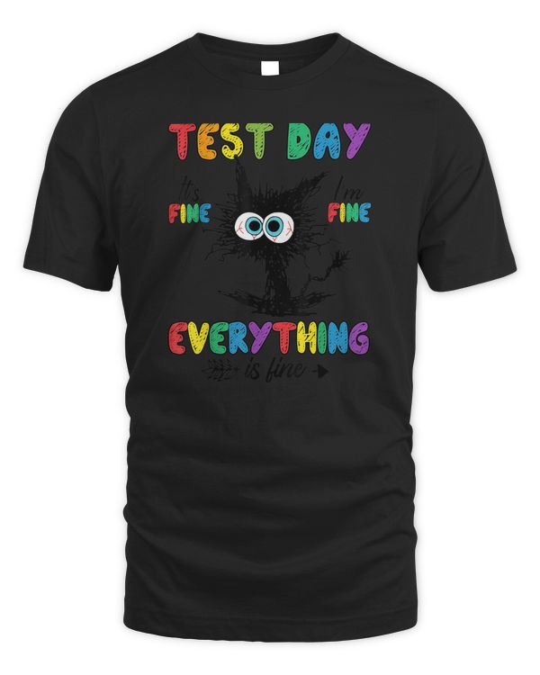 Test Day Funny Stressed Cat Teacher Student Kids Testing Day_1
