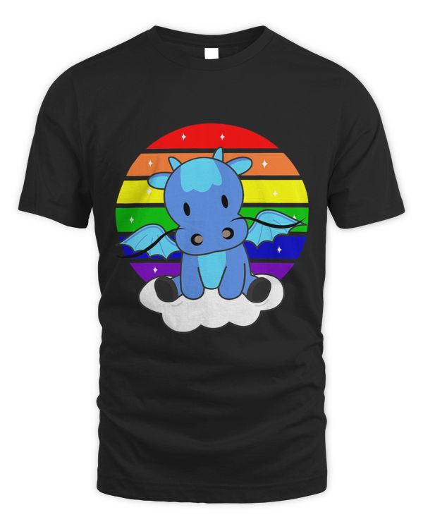 Dragon Rainbow Colorful Sunset Kawaii Fantasy