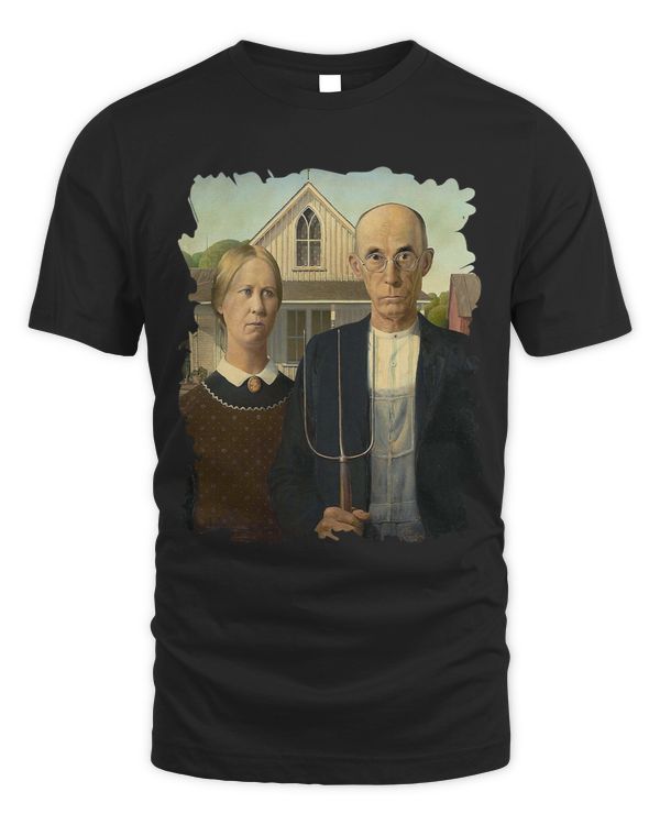 Distress American Gothic Famous Painting By Grant Woods