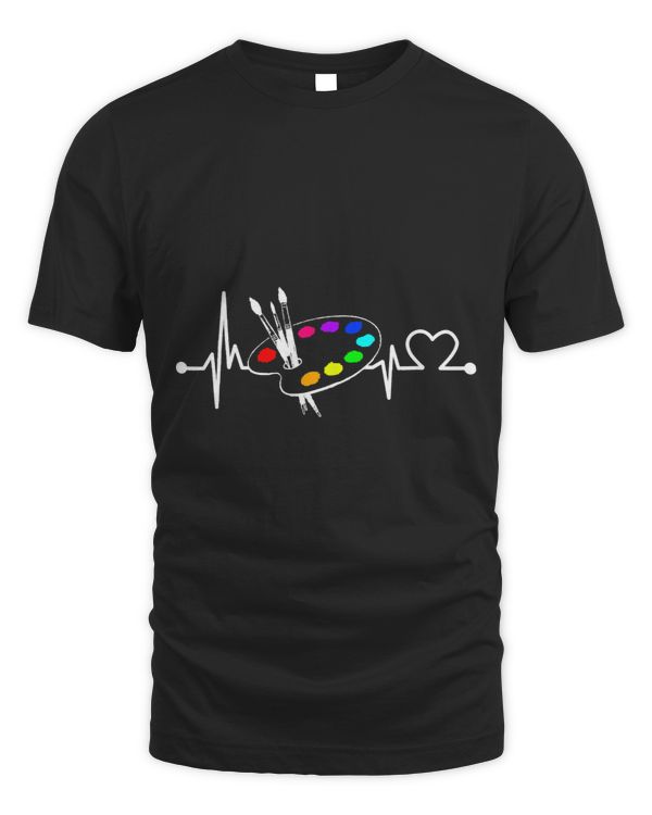 Paint Brush With Palette Heartbeat Funny ArtistPainterArt