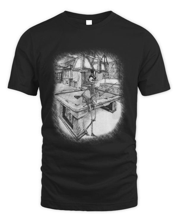 Skeleton Playing Pool 8 9 ball billiards Halloween scary